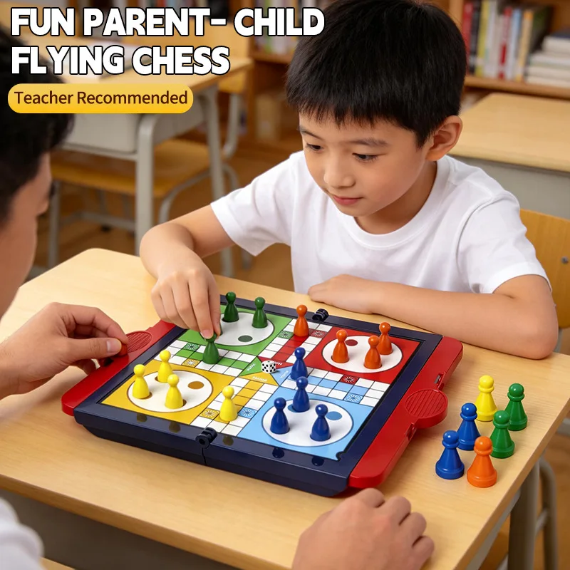 Juego de mesa Ludo, juego de fiesta, interacción de estrategia entre padres e hijos con tablero plegable para un divertido juego de mesa familiar, juegos sociales