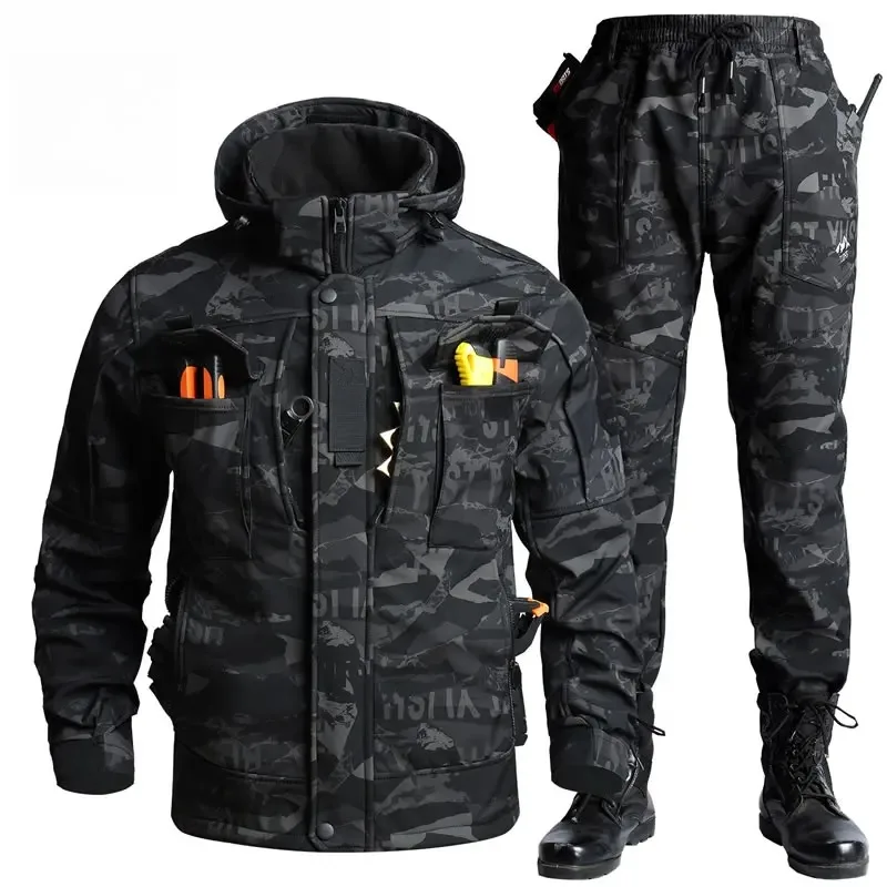 Thickened Fleece Autumn Winter New Style Men's Outdoor Climbing Windproof Waterproof Warm Wear Resistant Workwear Jacket