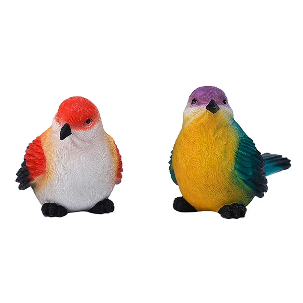 2Pcs Resin Bird Adornments Handcrafted Garden Decors Small Space Friendly Bird Scene Decor for Micro Landscape Coffee Bar Garden
