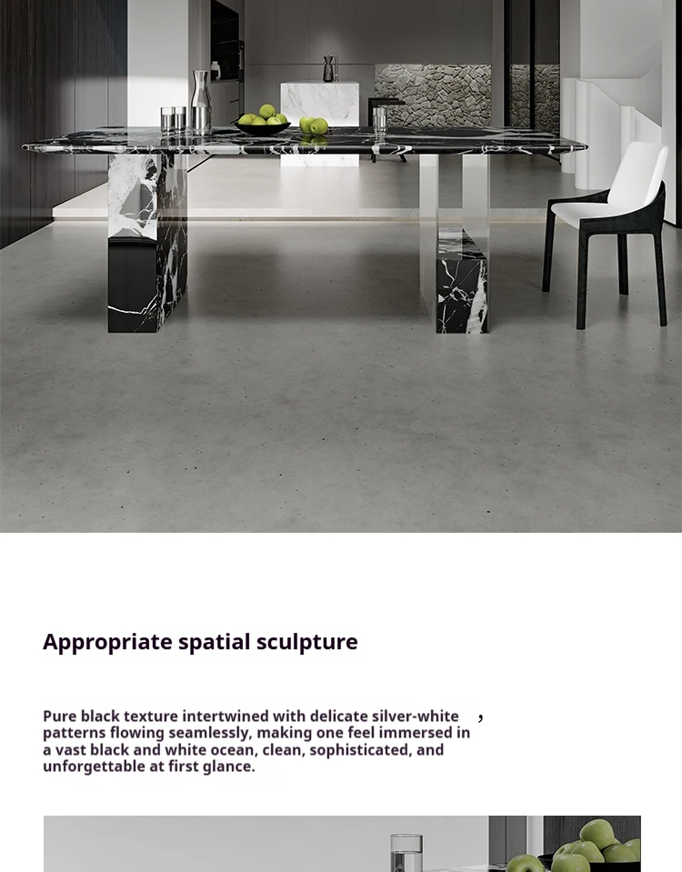 Nordic Minimalist Sintered Stone Dining Table, Anti-scratch Tabletop Home Dining Furniture for Apartment