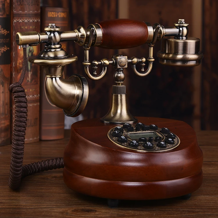 Solid wood antique European telephone, landline telephone, creative classical gift, home living room, American retro telephone