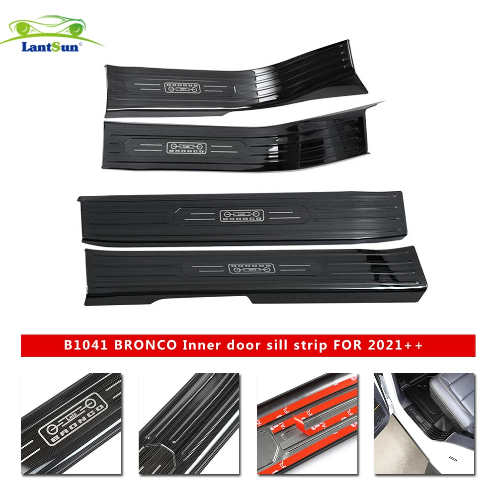 

Black Car Stickers Door Sill Threshold for Ford Bronco 4 Doors 2021 LANTSUN B1041