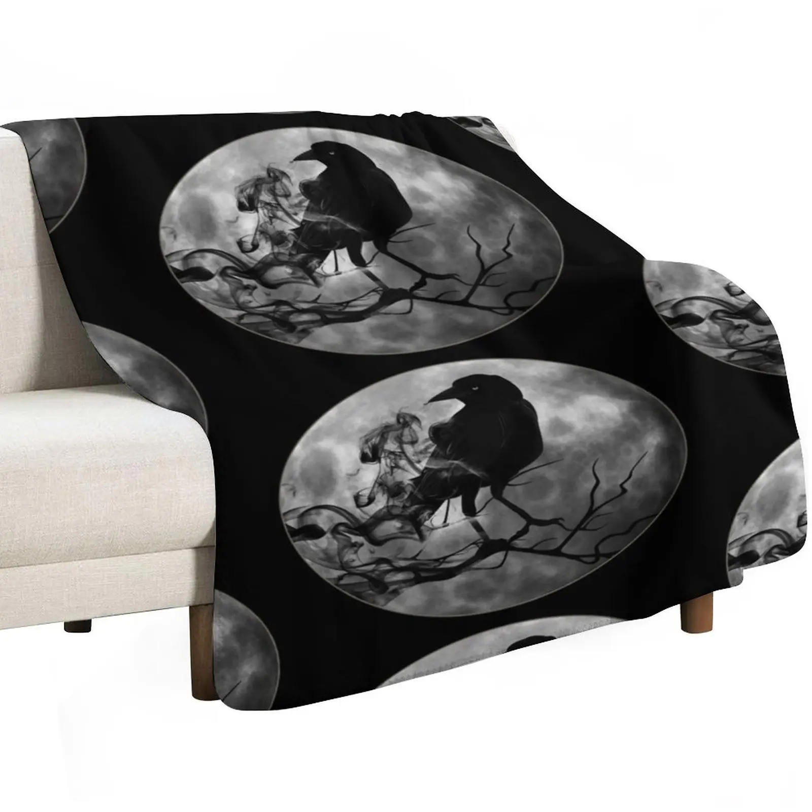 Raven Crow at Night Throw Blanket Summer Beddings Soft Blankets For Bed valentine gift ideas Loose Furrys Blankets
