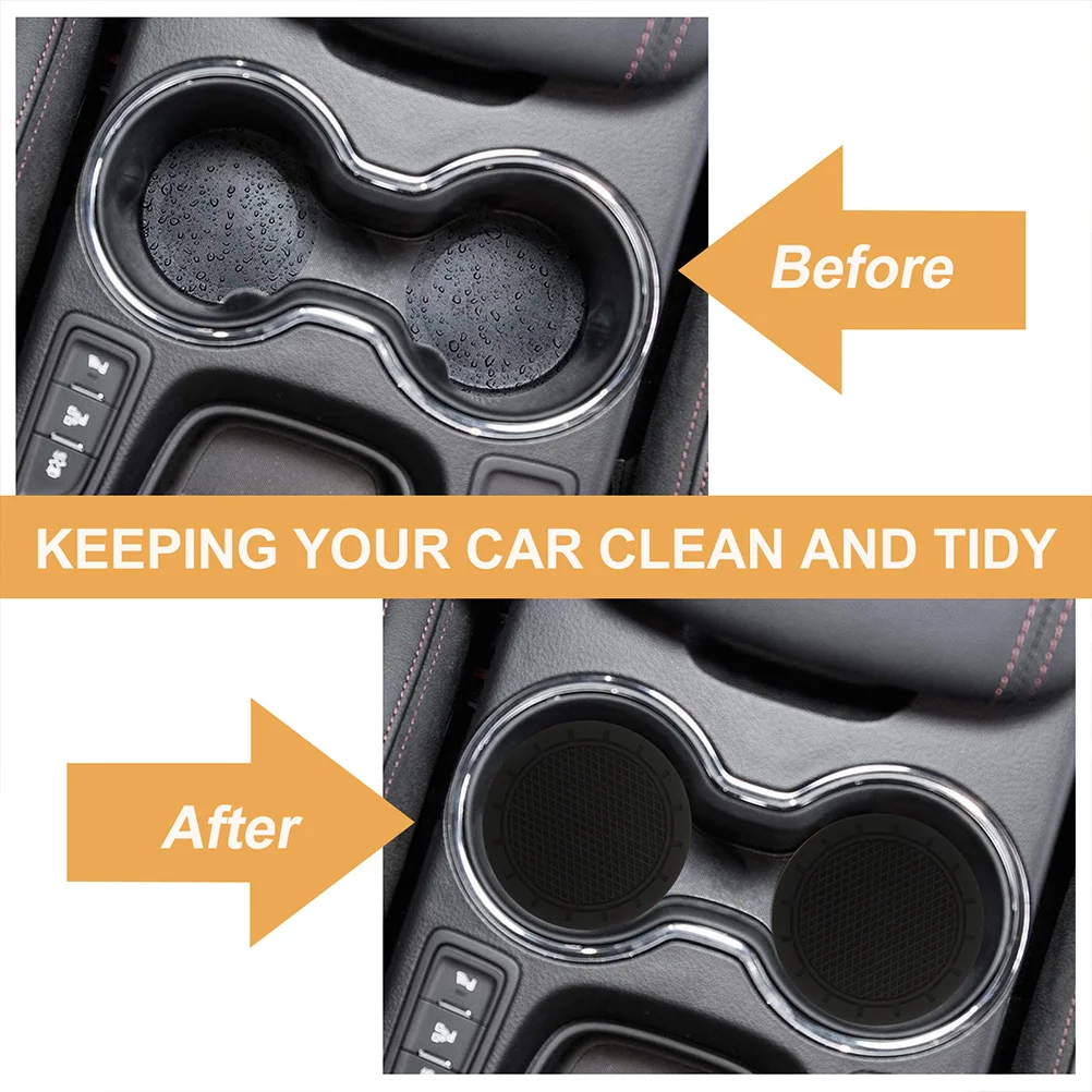 

4Pcs Car Cup Coasters PVC Non-Slip Heat Insulation Simple Design Cup Holder Pads Car Mounted Drink Coasters