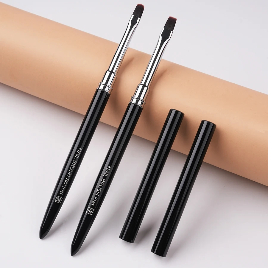 2pcs Of Light Treatment Pen Nail Tools with Cap Broad Round Tip Large Square Round Tip Flat Tip Nail Art Pen Pole Broader Pen H