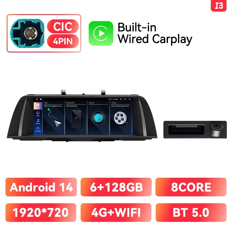 10.25 "Draadloze Carplay Android Auto Multimedia Systeem Radioscherm Voor Bmw 5 Series F10 F11 2011-2017 Cic Nbt Gps Navi Wifi
