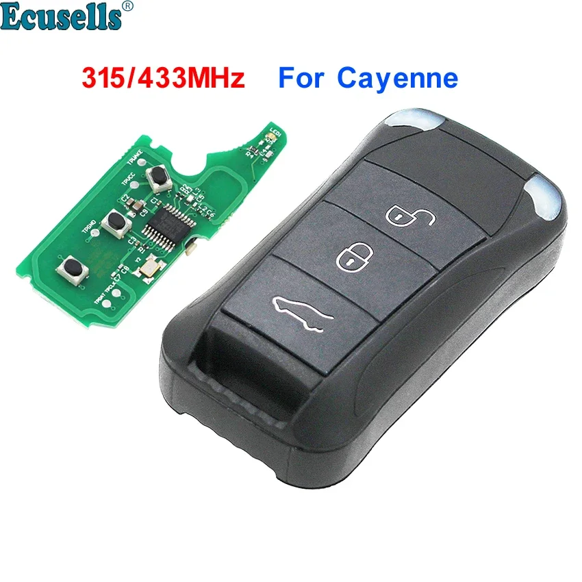 

Remote Key Fob 3 Button 315MHz/433mhz for Porsche Cayenne 2004-2011 with ID46 Chip Uncut HU66 Blade