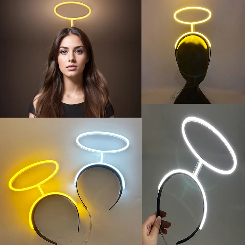 

Костюм для косплея, повязки на голову, ангел, ореол, неоновый свет, светящаяся повязка на голову, свечение для ночи