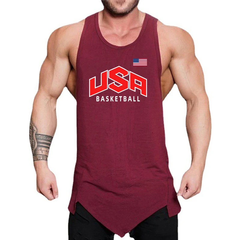 

Gym Bodybuilding Muscle Sleeveless T-shirts Cotton Breathable Cool Feeling Loose Singlets Mens Fitness Sport Hip Hop Tank Tops