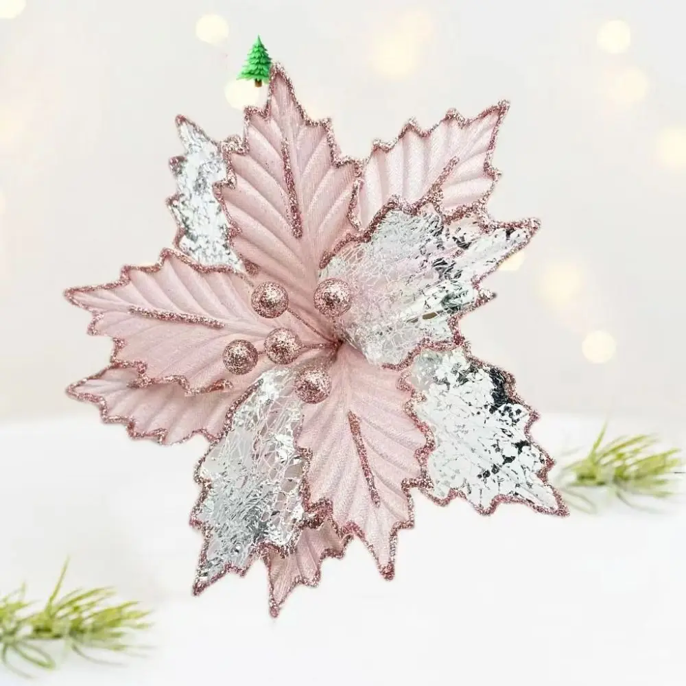 Mixed Leaves Hollow Christmas Flowers Handmade DIY Artificial Flower Oranment Maple Leaf Type Xmas Decorative Flowers Christmas