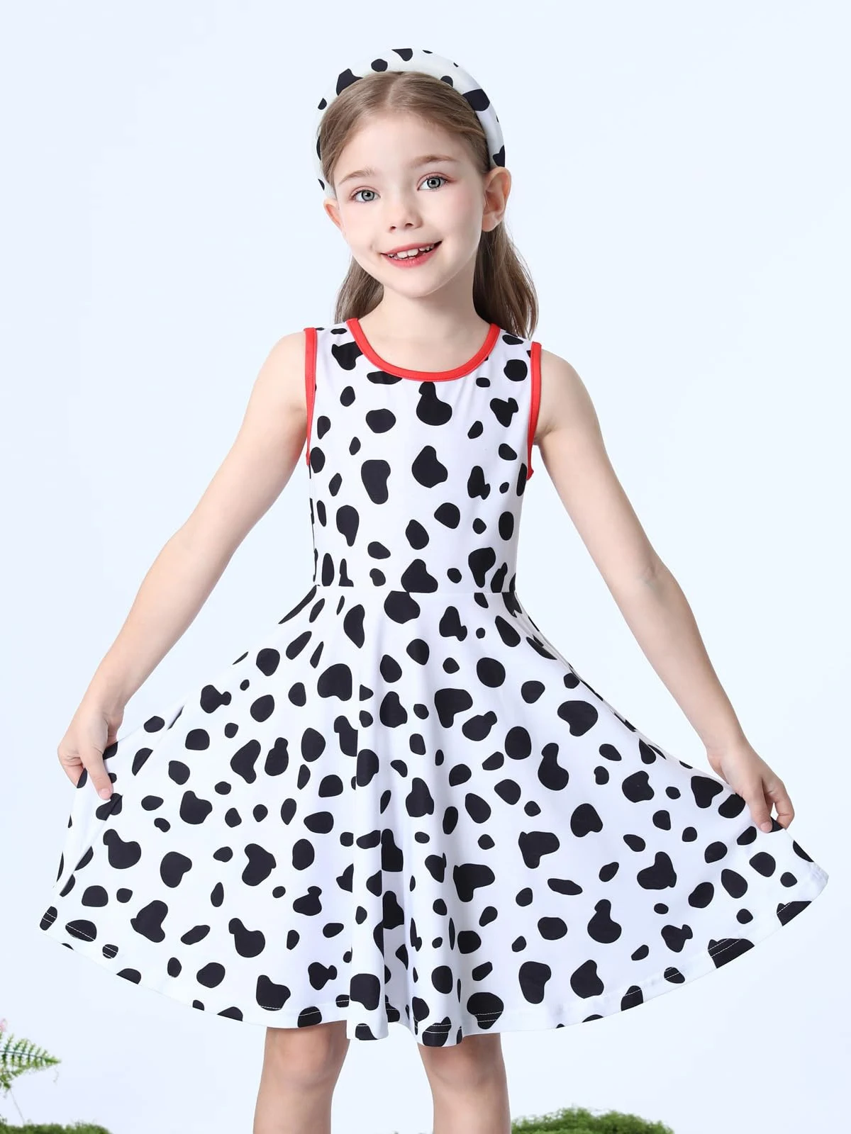 Disfraz dálmata para niñas, vestido sin mangas, novedad de Halloween, fiesta de cumpleaños, vestidos festivos