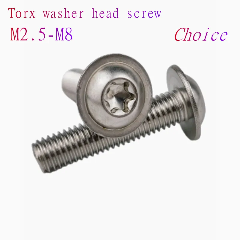 5-50pcs A2-70 Stainless Steel Torx Six Lobe screw With Washer Collar bolts M2.5 M3 M4 M5 M6 m8