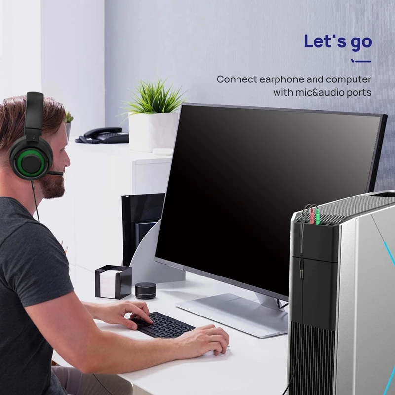 Headphone Mic Splitter 3.5Mm Mic Audio Splitter Headset Headphone Splitter For Gaming Headset And Computer