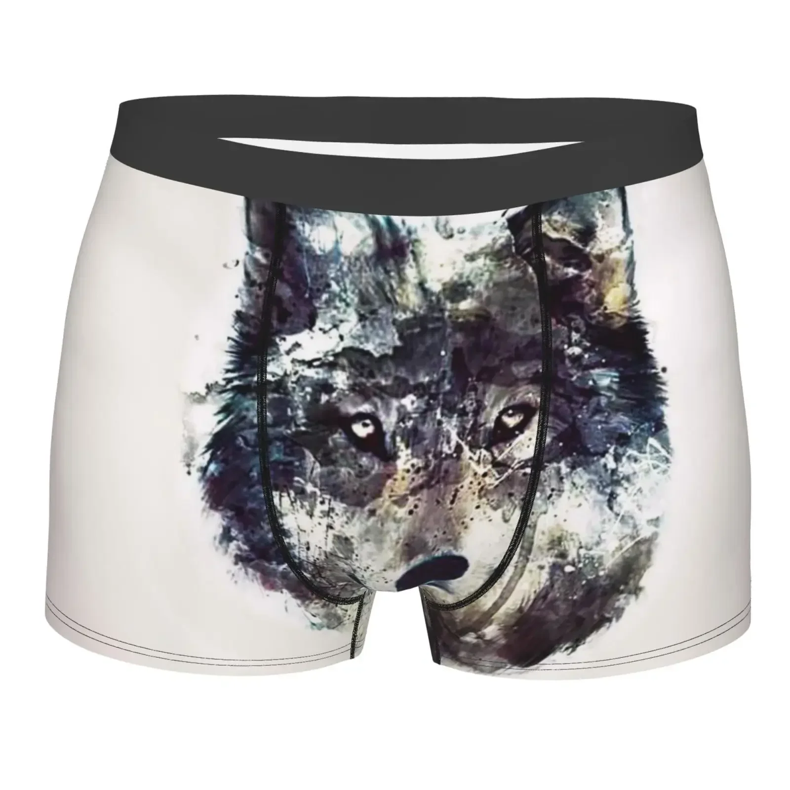 Ink Wolf Pattern Print Men's Underwear Healthy Soft Comfortable High-Quality Men's Briefs Stylish Trendy Casual Sports Panties