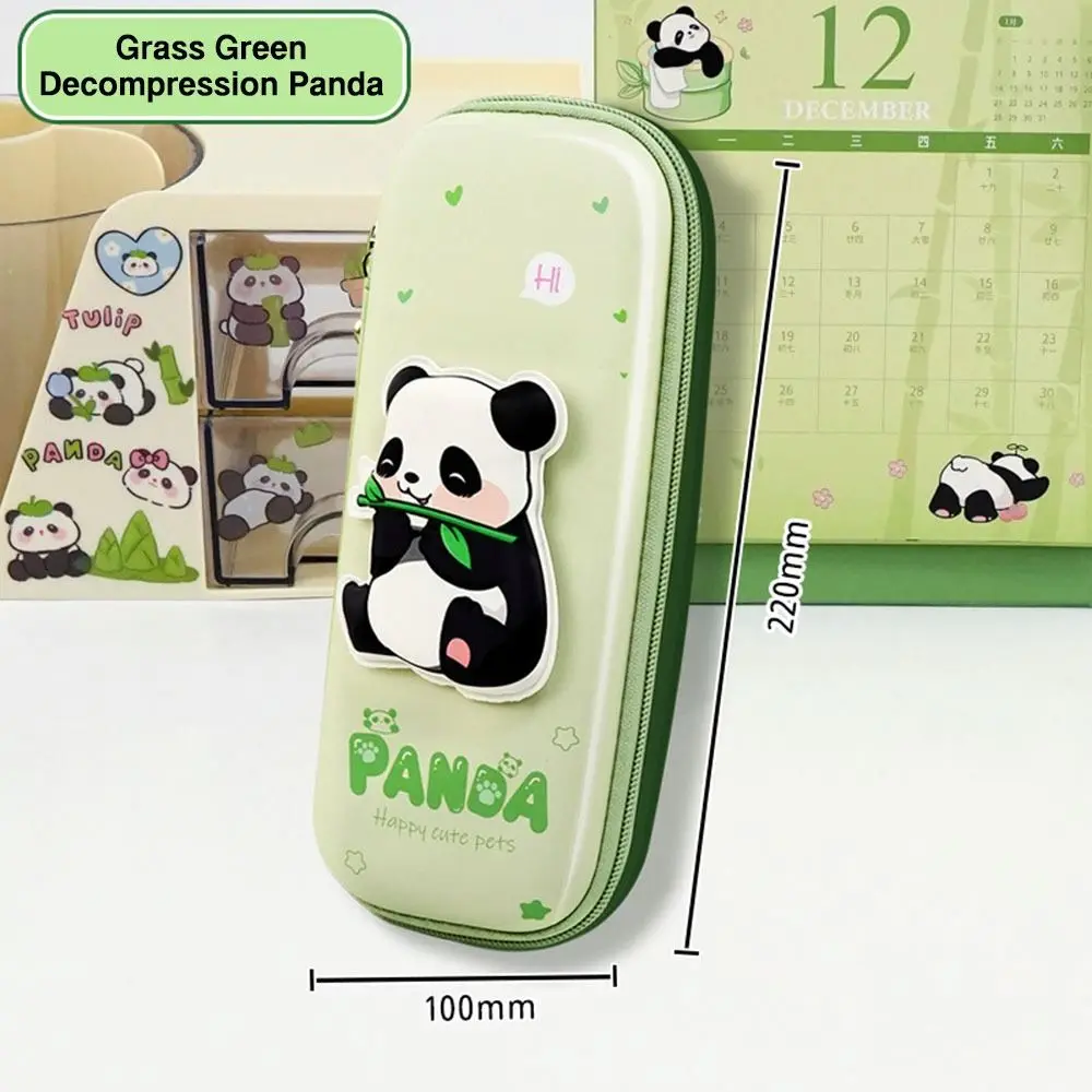 Portable Large Capacity Pencil Case 3D Panda Pen Bag EVA Waterproof Stationery Organizer Girls Boys