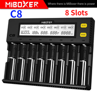 New MiBOXER C8 Smart Battery Charger 8 Slots Total 4A Output Charger For IMR16340 18650 10440 AA AAA 14500 26650 And USB Device