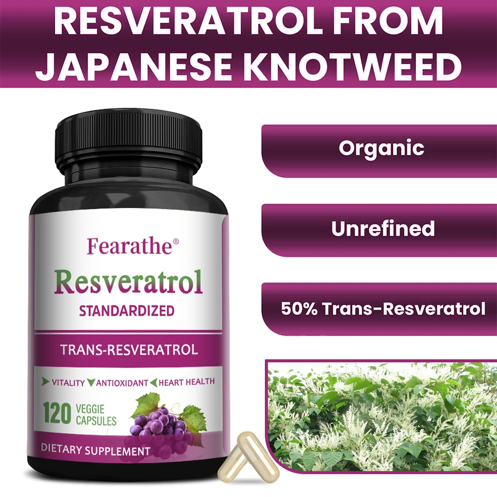 Resveratrol Standardized Supplement 1000 Mg Powerful Antioxidant and Trans-resveratrol for Anti-aging, Heart Health Support