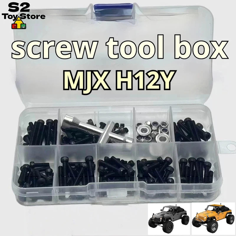 MJX RC Screw Kit Grade 12.9 High Strength Black Nickel Plated For H12Y 1/12 Crawler Offroad Truck Repair Parts With Storage Case