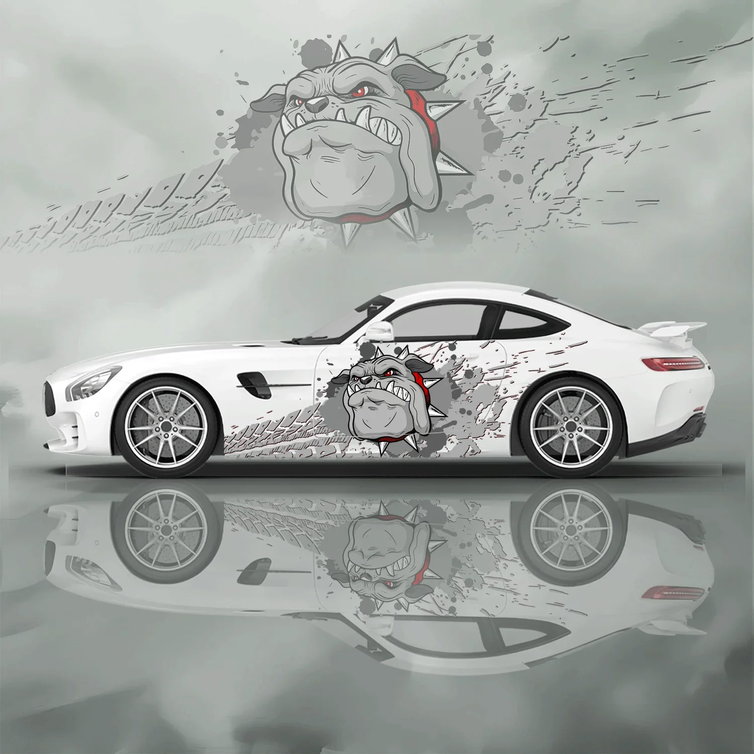 

Bulldog Bares Its Teeth Car Vinyl Wraps Decal Self-adhesive PVC Sticker Suitable for Trucks SUV Decoration Auto Accessories Gift