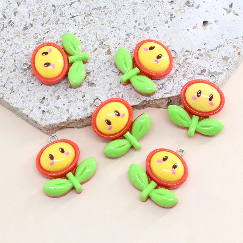 10pcs Popualr Game Flower Resin Charms Kawaii Cute Cartoon Flowers Pendant For Earring Keychain Jewelry Accessory Diy Charm