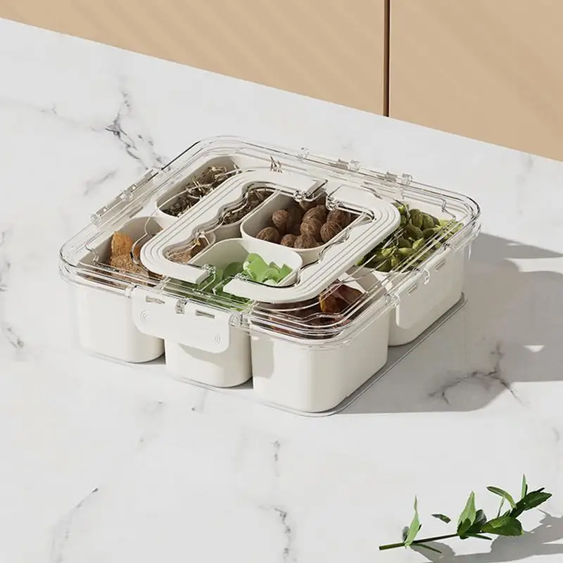 

Divided Serving Tray Snackle Box Charcuterie Container Clear Large Capacity Fruit Containers Refrigerator Vegetable Organizer