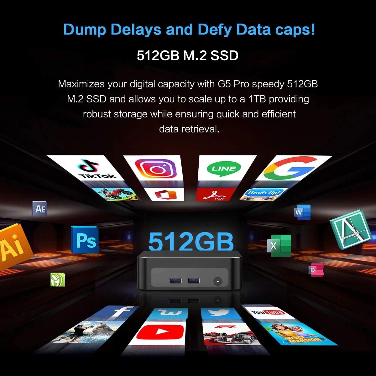 MLLSE G5 Pro كمبيوتر صغير AMD R7-5800H 16 جيجابايت رام 512 جيجابايت SSD WiFi6 Win11 Pro سطح مكتب مدمج للعمل والألعاب