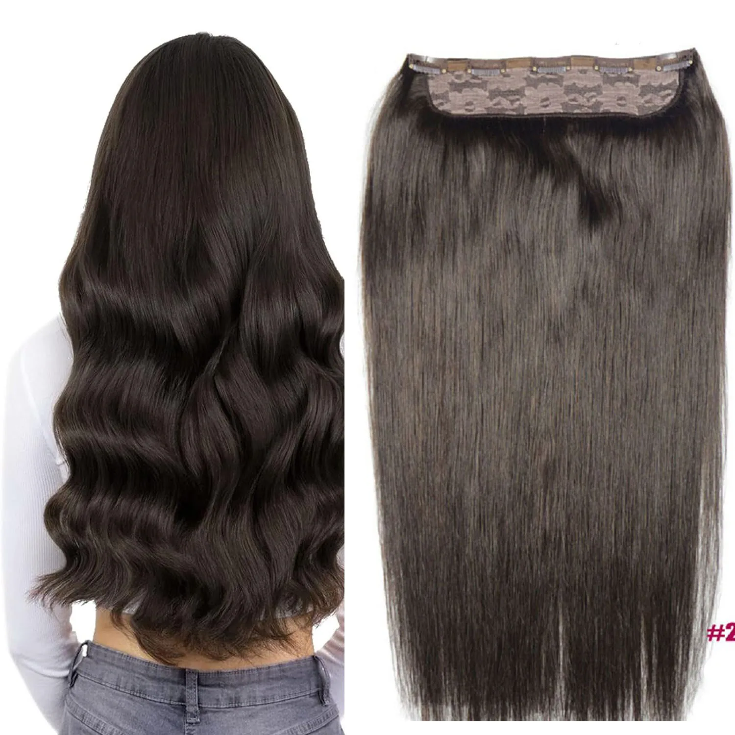 Chocola Brazilian Remy Clip in Human Hair Extensions 1pcs set Clip In Human Hair Extensions Dark Colors
