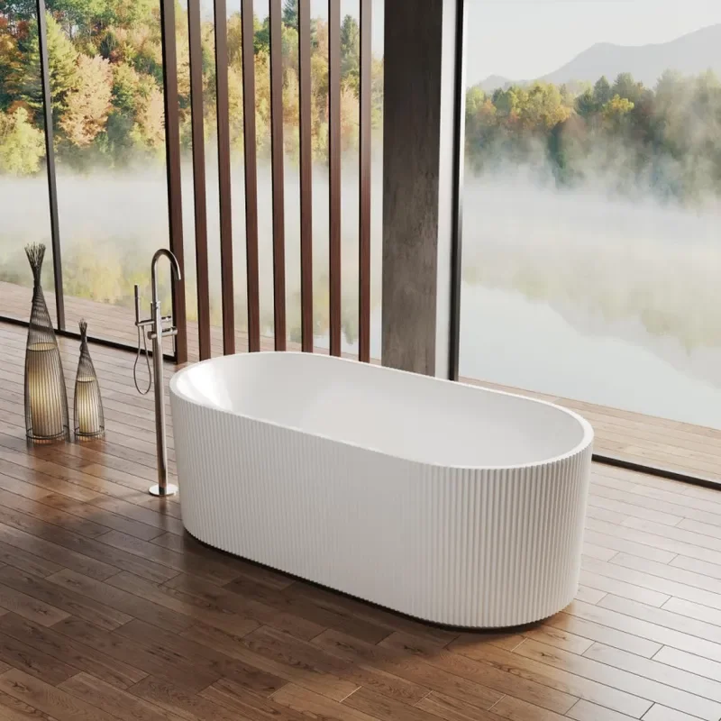 for Acrylic Bathtub Home Independent Hotel B&B Vertical Striped Wave Bathtub Cross Border Foreign Trade Export Factory