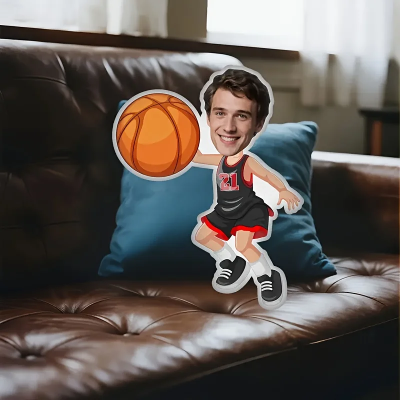 Custom Mini Funny Soccer Throw Pillow, Personalized Photo Custom Pillow, Digital Double-sided Printing, Suitable for Sofa, Bed,