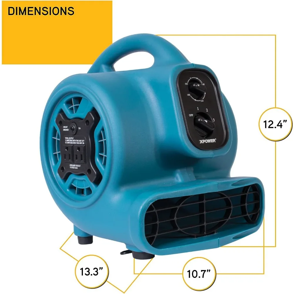P-230AT Mini Mighty 1/4 HP 925 CFM محرك الهواء بالطرد المركزي، مجفف السجاد، مروحة الأرضية، منفاخ، قابل للتكديس، سلسلة ديزي، لسد المياه