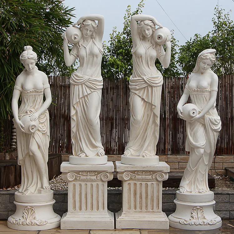 FRP European figure plaster sculpture statue garden landscape flowing water ornament fountain outlet courtyard art