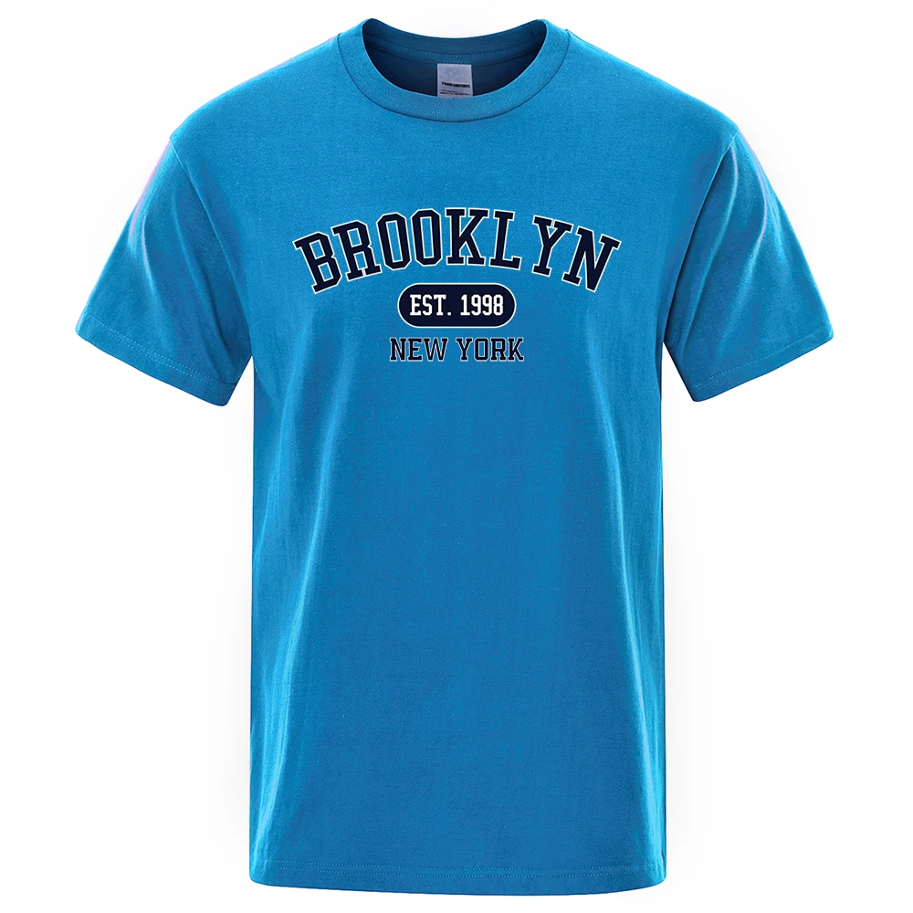 Brooklyn Est.1998 New York Brief T Shirts Mann Lässig Crewneck Streetwear Atmungs Mode Sommer Tops Baumwolle Lose T-Shirts