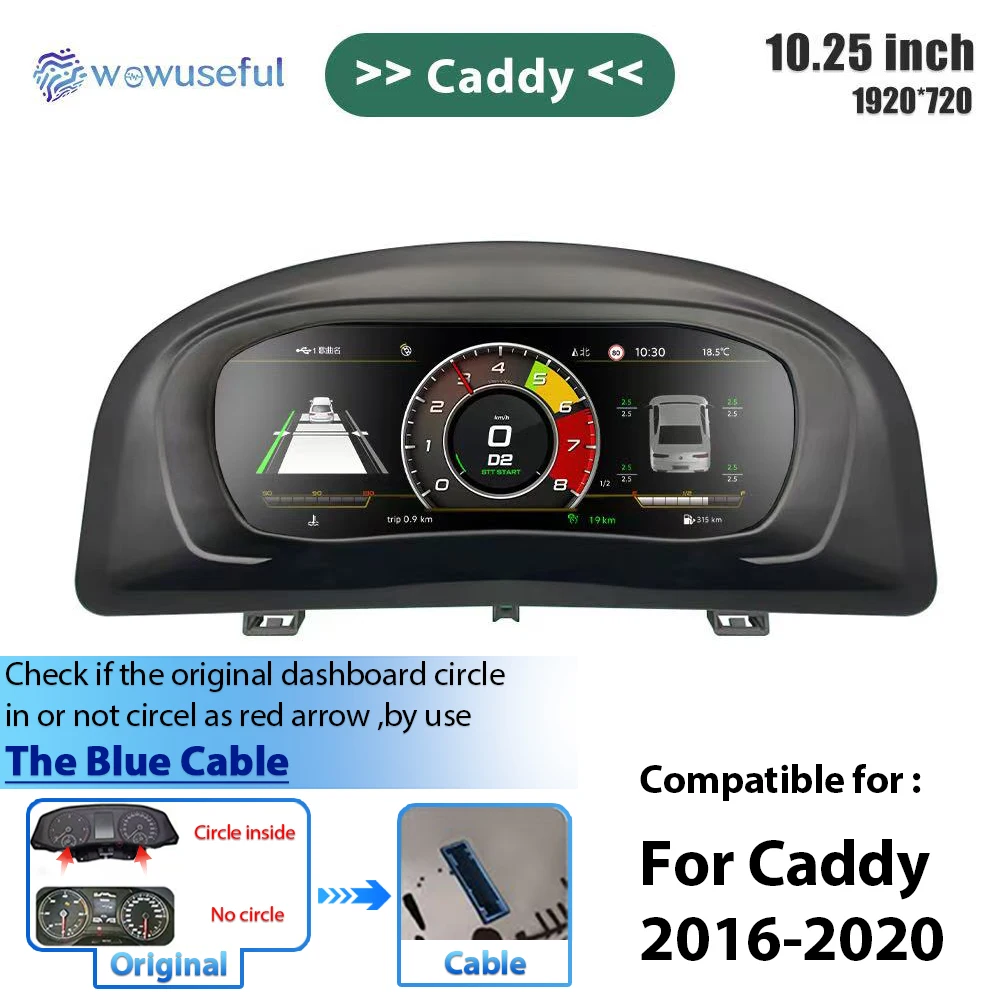 PrelingCar 10.25 Digitale Dashboard Cluster Voor VW Variant Caddy Touran T6 EOS Sharan Golf 5 Virtuele Instrumentenpaneel Cockpit