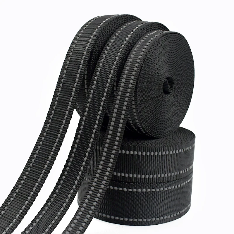 

5M Meetee 15-38mm Black Nylon Webbing Tape Pet Collar Clothes Decor Ribbon Band Backpack Reflective Bias Binding DIY Accessories