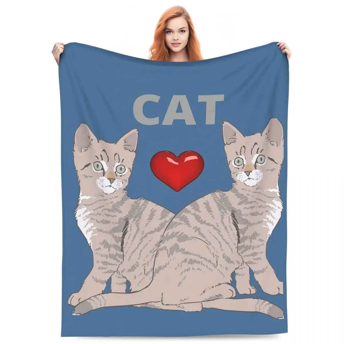 Gray Ginger And Siamese Kittens Cats Blanket Flannel Sofa Throw Blanket Portable for Home Bedroom Outdoor Throws Bedspread Quilt