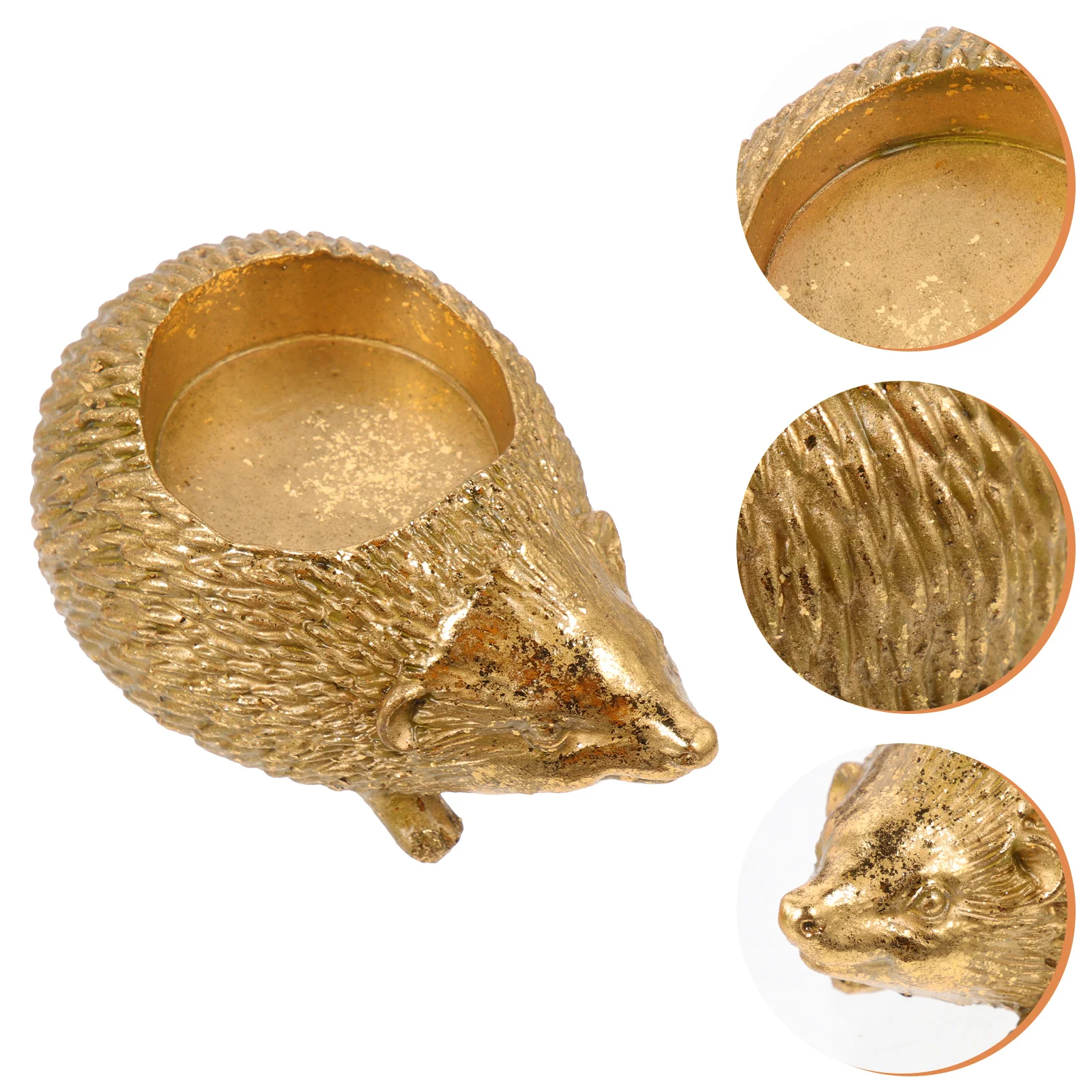 Ouriço castiçal ornamento resina titular para decoração de mesa tealight retro