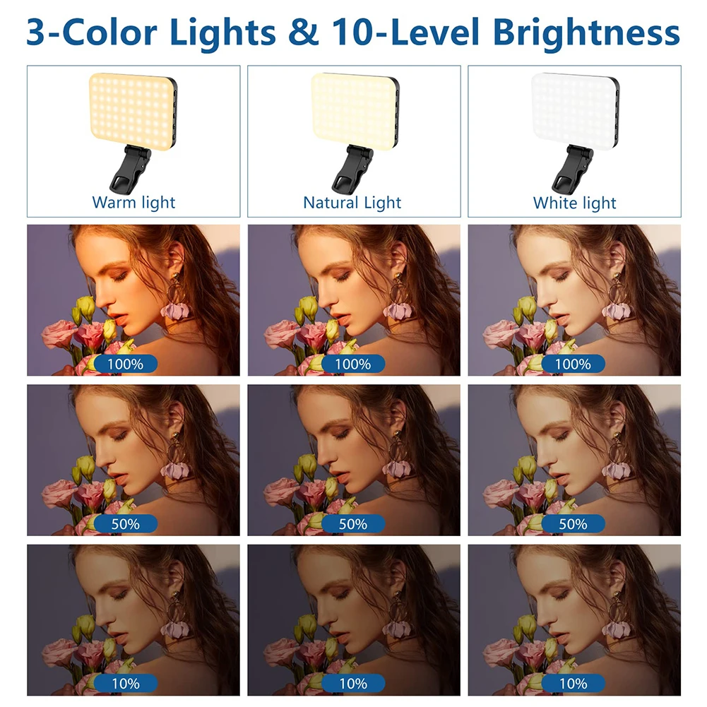 Selfie Light Makeup Light 2200mAh Rechargeable Clip Video Light LED Fill Light For Mobile Phone Tablet Laptop Camera Accessories