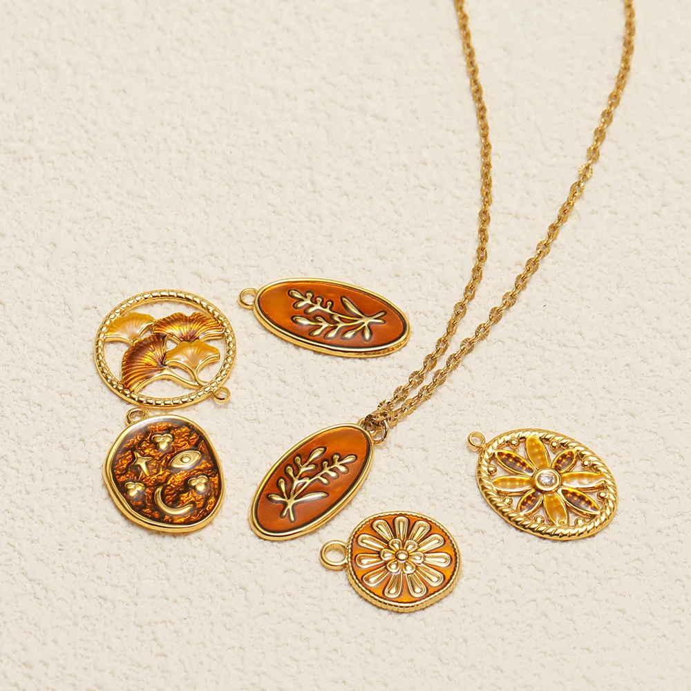 5pcs 304 Stainless Steel Enamel Leaf Flower Charms for DIY Women Jewelry Making Necklace Pendants Earrings Bracelet Accessories - view 3