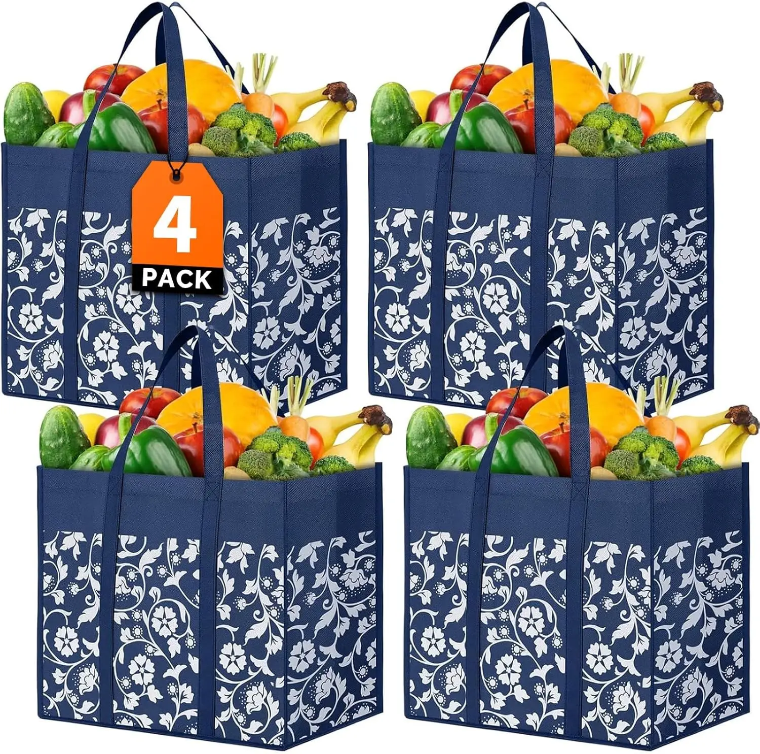 Reusable Foldable Grocery Tote Bags with Handles