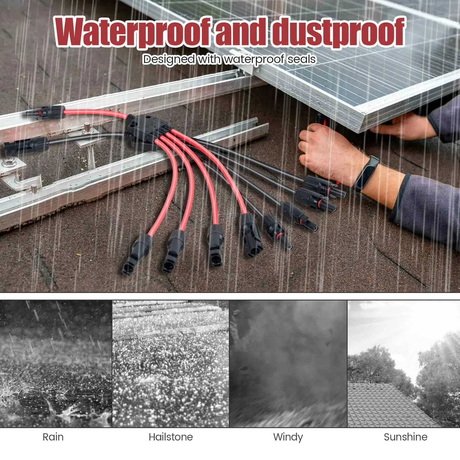 2/4PCS Solar Connectors Waterproof Y-shaped 5 Way Adapter Solar Cable Parallel Adaptor Heat Resistant Panel Wire Connector Hotsa