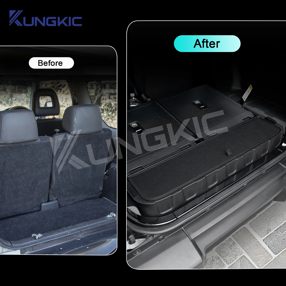 For Suzuki Jimny JB74 JB64 2019 2020 2021 2022 2023 2024 2025 3-Door Trunk Storage Box with Lid Storing Channel Auto Modified view 3