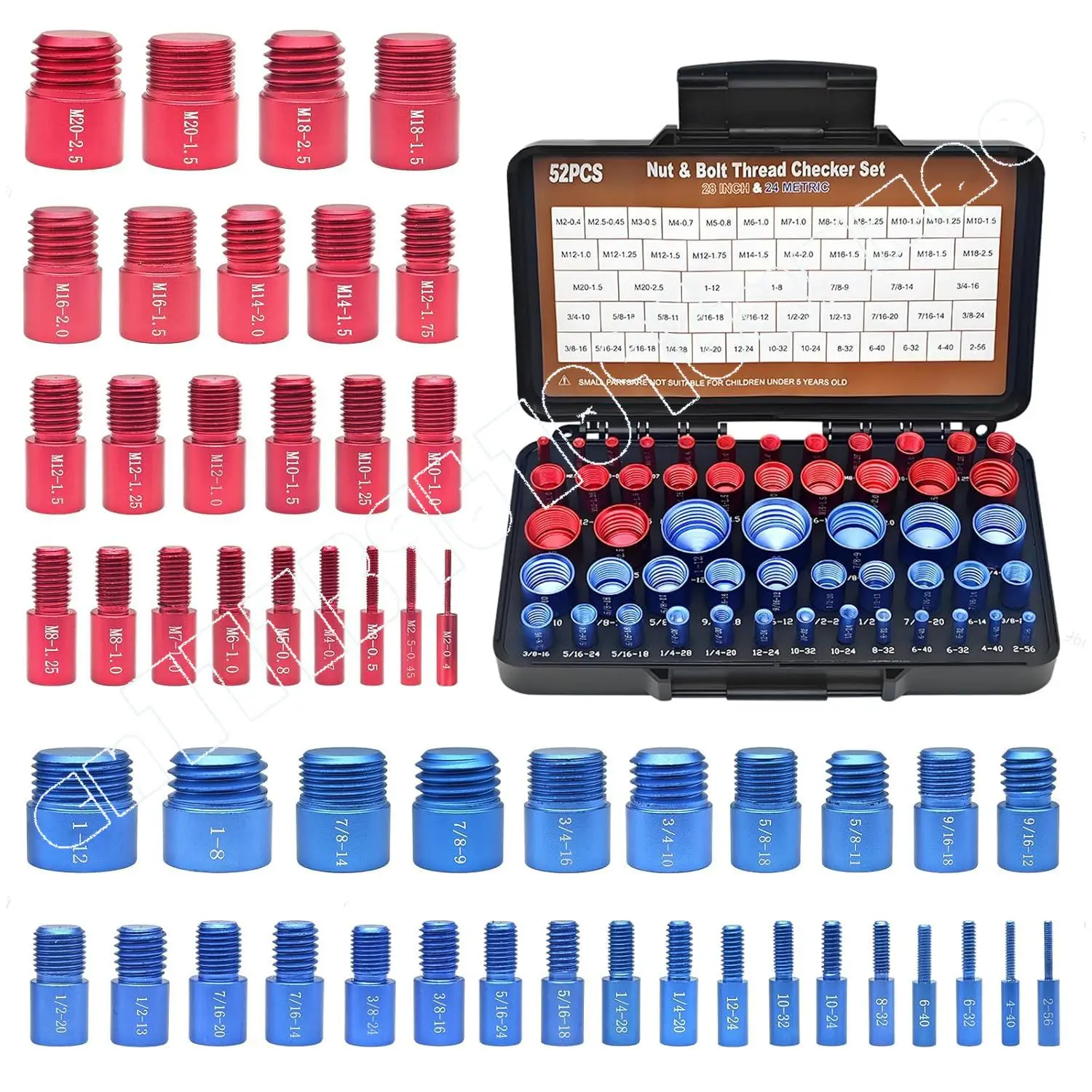 New Nut and Screw Thread Checker, Gongzi Gauge, Metric and British 52-piece Set