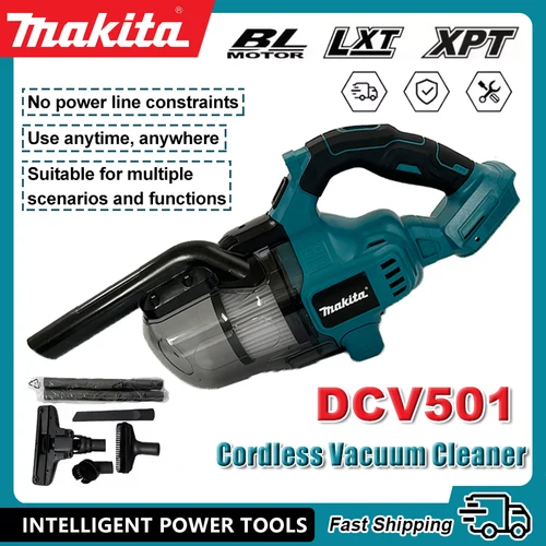 Imagen 1 del producto Makita-aspiradora de mano inalámbrica DCV501, limpiador de suelo portátil sin escobillas montado en vehículo, herramientas eléctricas para el hogar FitCar