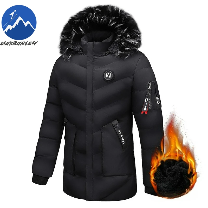 

Maxbarley 2026 New Parkas Men Winter Fashion Casual Thick Warm Big Fur Collar Hooded Jacket Outdoor Snow Cold Long Padding Coat