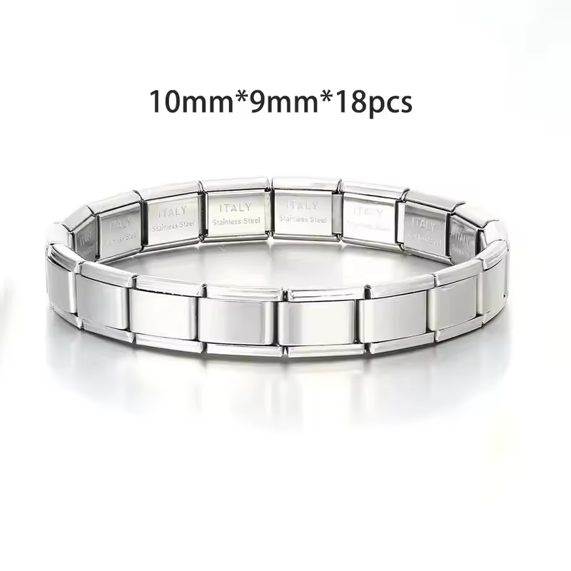 For Women Men Italian Charm Link 9mm Width Silver Gold Color Stainless Steel Bracelets on Hand DIY Making Jewelry Wholesale - Image 3