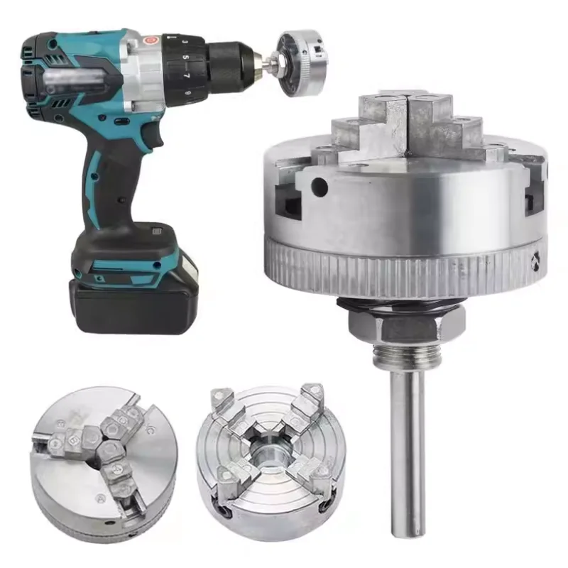 Mini Zinc Alloy 3-Jaw 4-Jaw Chuck Self Centering Woodworking Turning Chuck Optional Clamp Accessory for Mini Metal Lathe