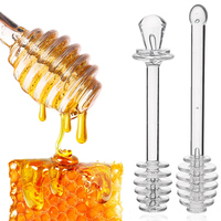 Transparent Honey Stirring Stick Plastic Long Handle Honey Spoon Practical Milk Tea Jam Stirring Bar Multifunction Kitchen Tools