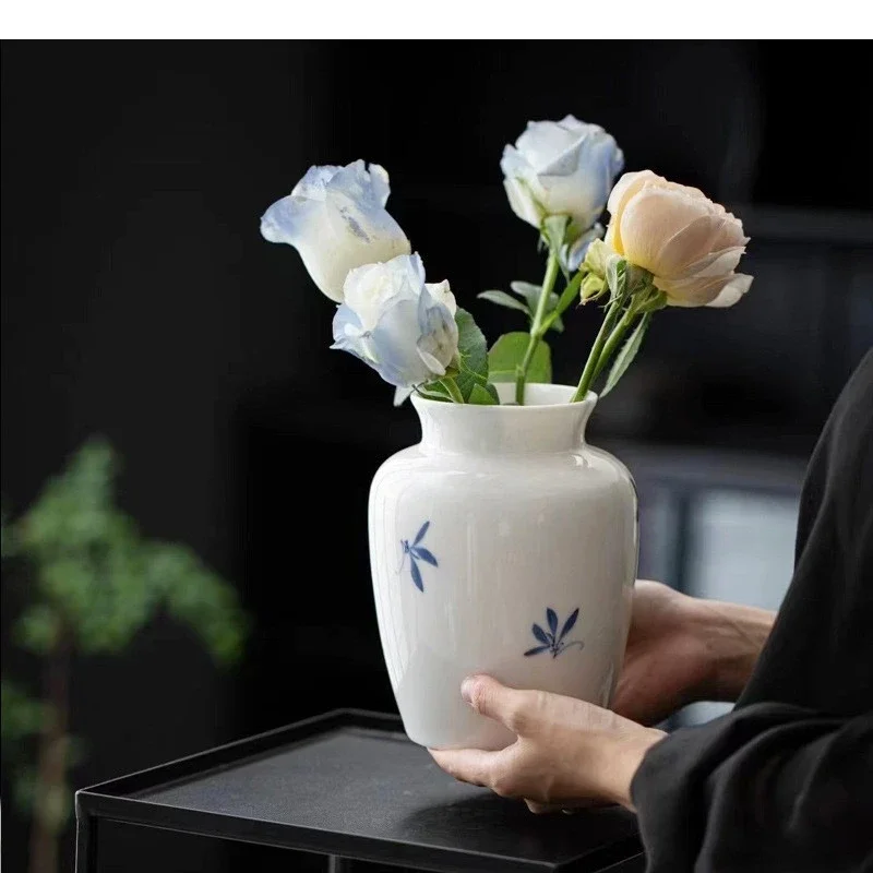 Hand-painted Orchid Ceramic Vase Decoration Dining Table Flower Craft Chinese Home Art Gift