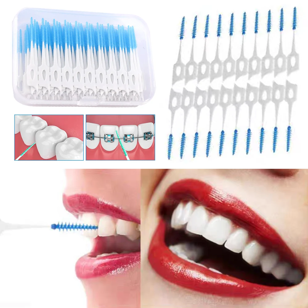 

200Pcs/Box Silicone Interdental Brush Disposable Dental Tooth Flossing Oral Hygiene Clean Orthodontic Toothbrush Oral Care