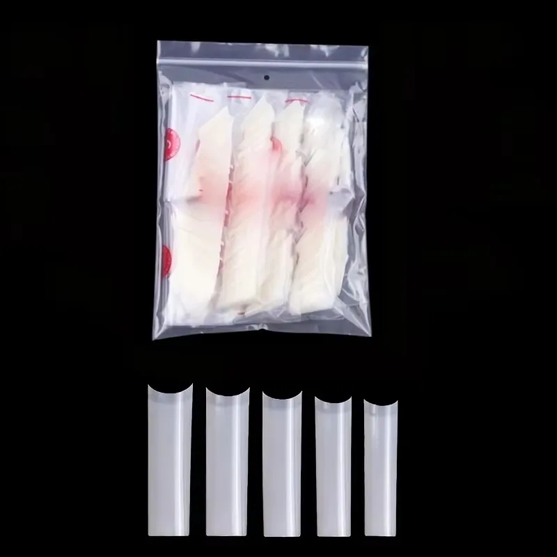 500 Stück C-Kurven-freie Nagelspitzen in den Größen 2XL/3XL, professionelles Set, rechtwinklig zulaufende quadratische transparente Nagelspitzen, halbbedeckende lange künstliche Nagelspitzen – Detail 5